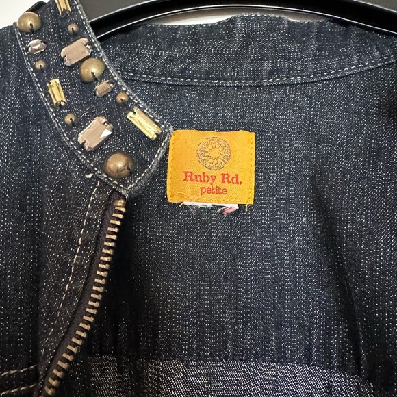 Ruby Rd. Beaded Dark Jean Jacket - Picture 2 of 2